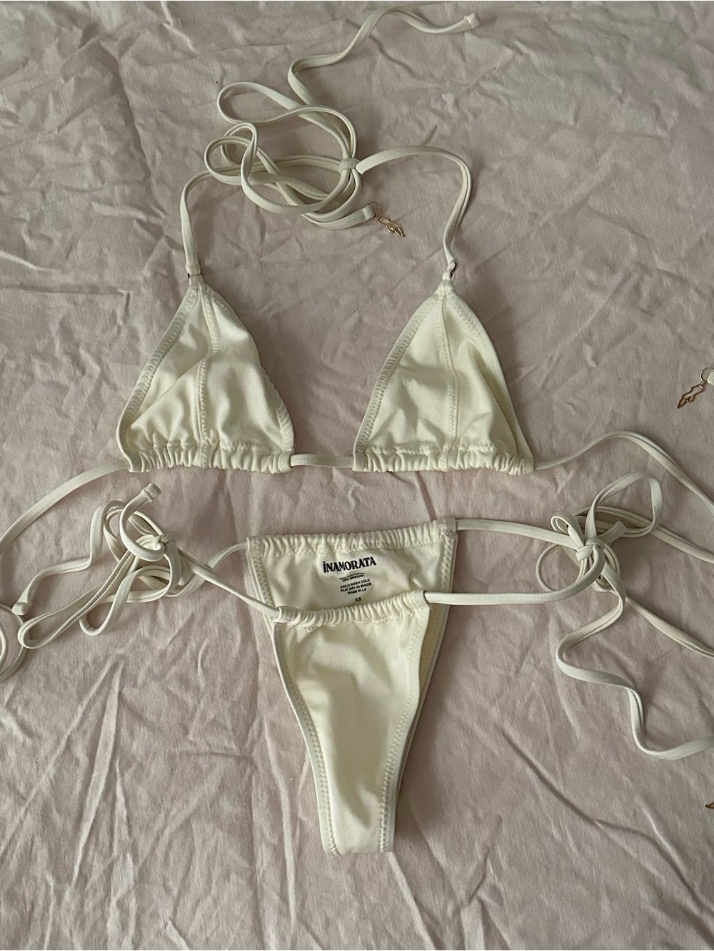 Inamorata capreria triangle bikini set in avorio